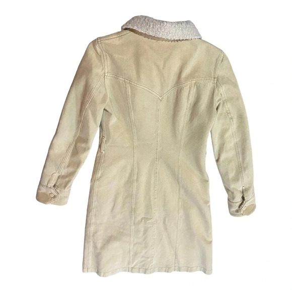 Nanushka Seeker Elongated Aviator Coat 100% Cotton Sz S Creme - Picture 4 of 8